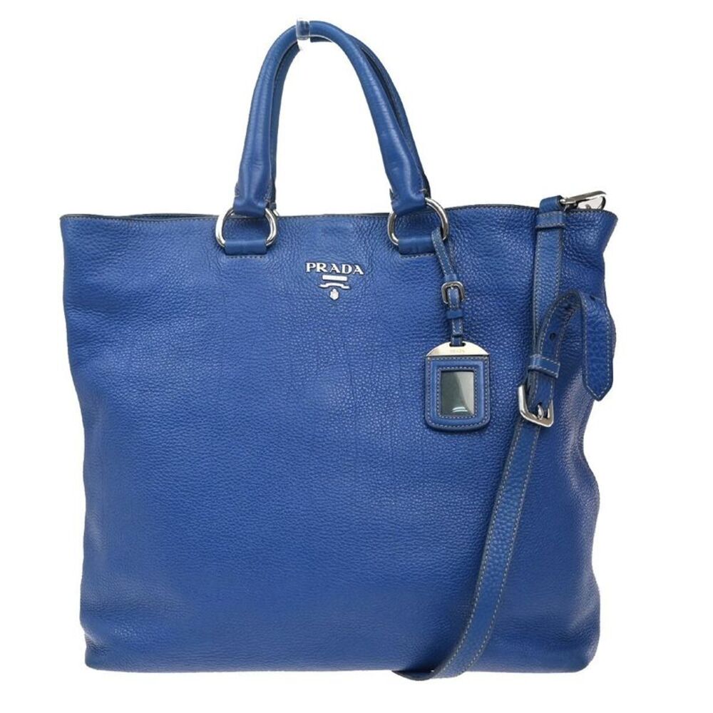 Prada Vintage Tote Leather Blue Leather Tote Bag Bag